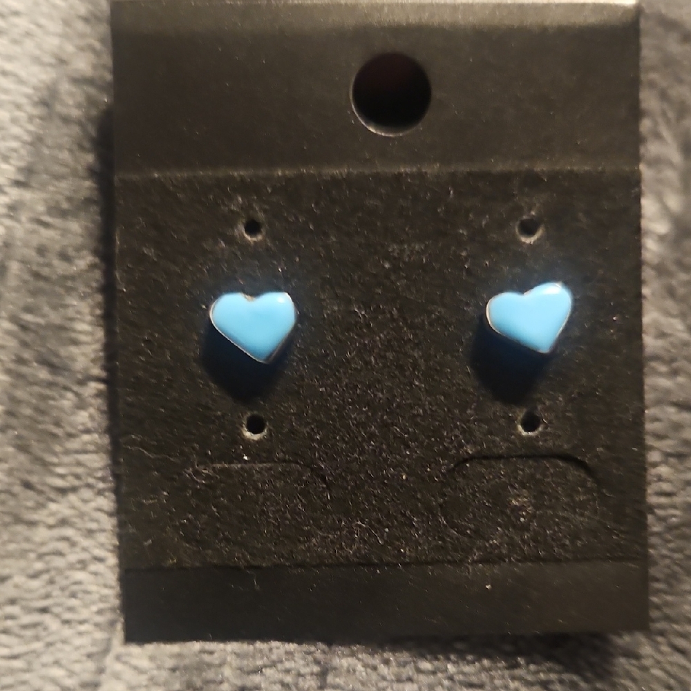 Blue Heart Stud Earrings - Women's Jewelry